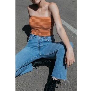 Brandy Melville Orange Striped Tube Top